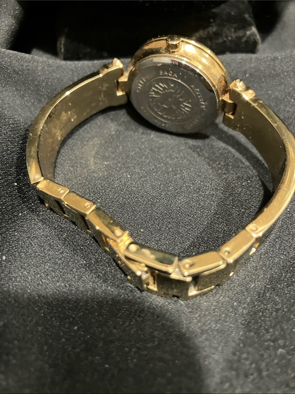 Anne Klein Gold Tone Watch with Black Dial and Enamel Bracelet - Picture 3 of 3